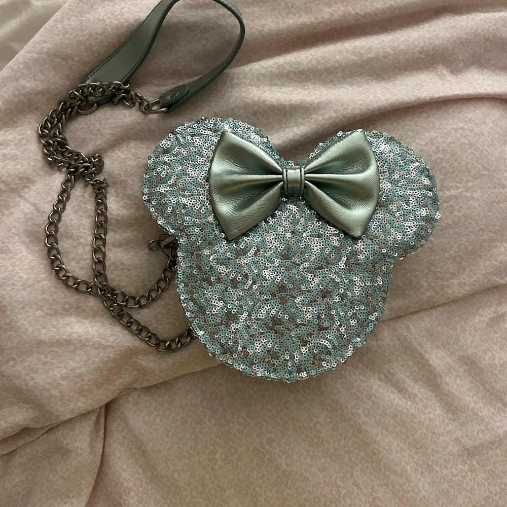 Loungefly Silver Sequin Minnie Mouse Crossbody Bag